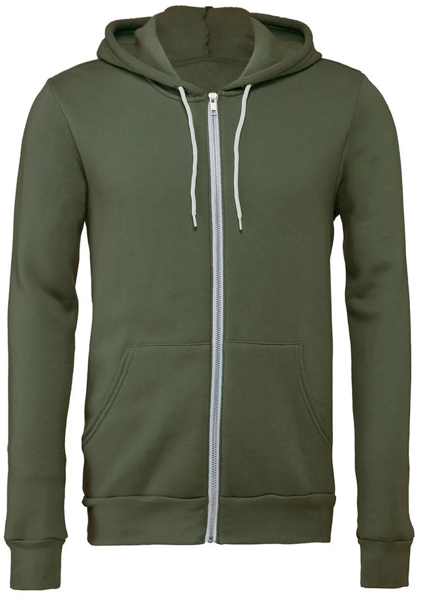 Bella+Canvas Unisex Poly-Cotton Fleece Full-Zip Hoodie CV3739 Military Groen