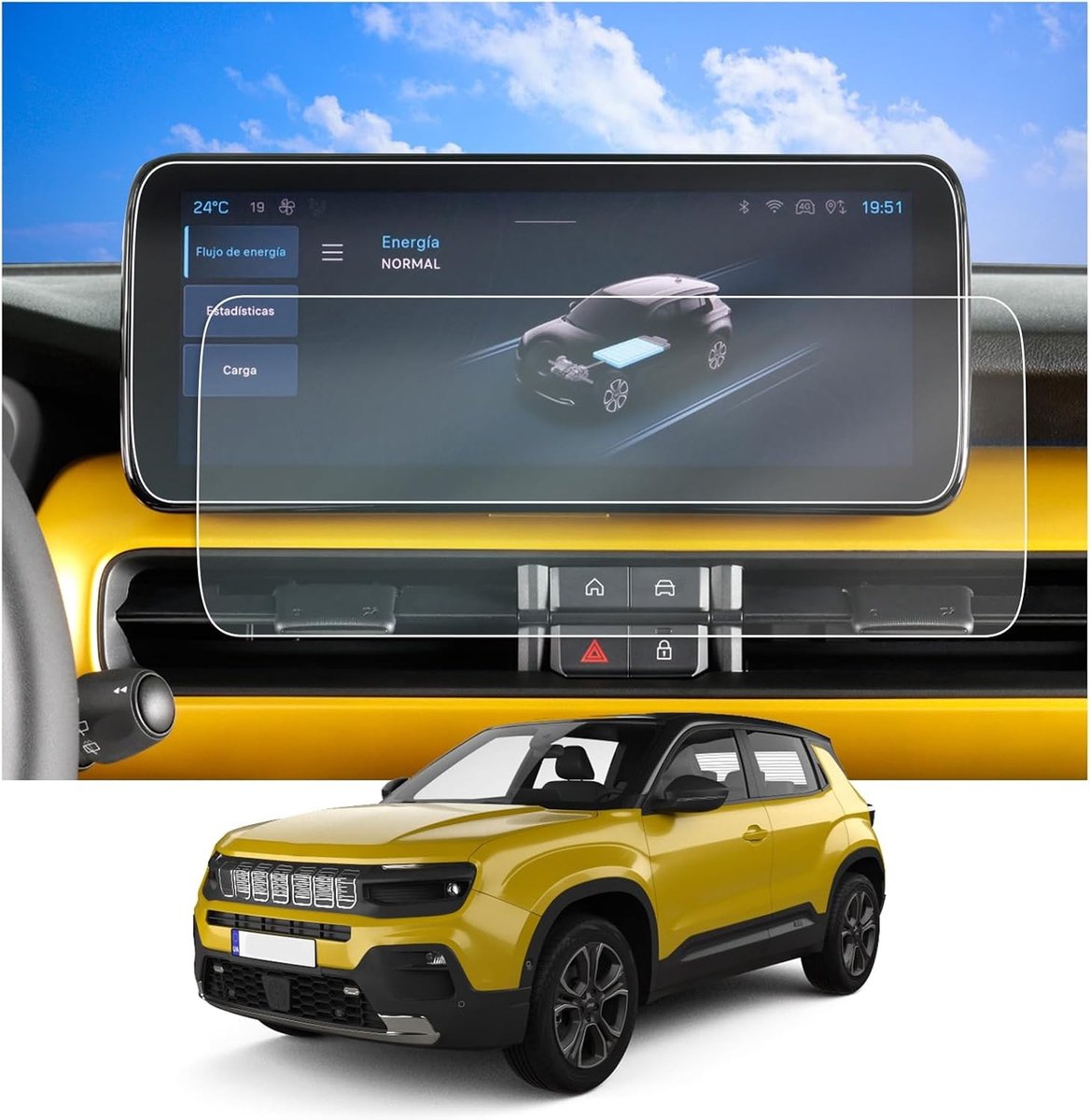 Navigatie Beschermfolie voor Jeep Avenger 2023-2025 - 4H Krastbestendig - 10.25 inch GPS Scherm Bescherming - 2 Stuks