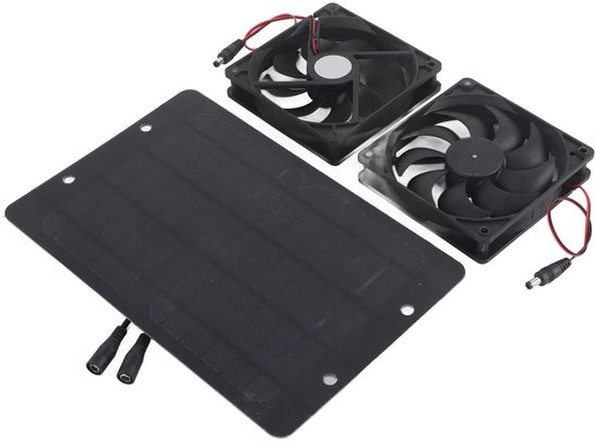 Zonnepaneel Ventilatorkit Dual Air Extractor Outdoor Ventilatieapparatuur Powered Fan, 15W Uitlaatventilator met Kabel voor Kleine Kippenhokken, Schuren, Huisdierenhuizen,