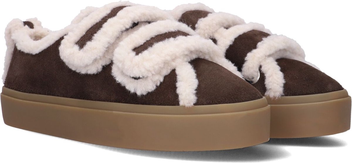 Inuikii Shearling Low Velcro Instappers - Dames - Bruin - Maat 40