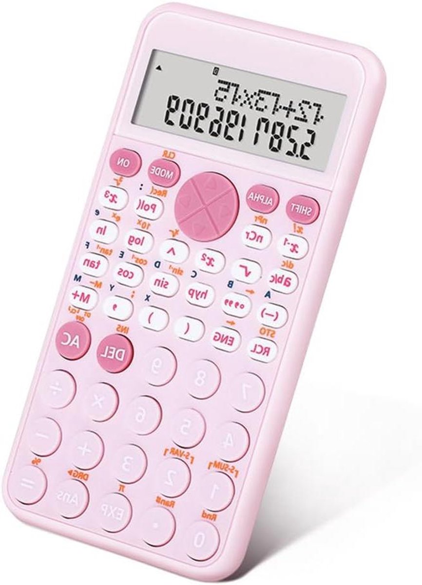 Wetenschappelijke Rekenmachine - Rekenmachine Student - Studie Hulp - 240 Functies - 10 cijfers - Roze