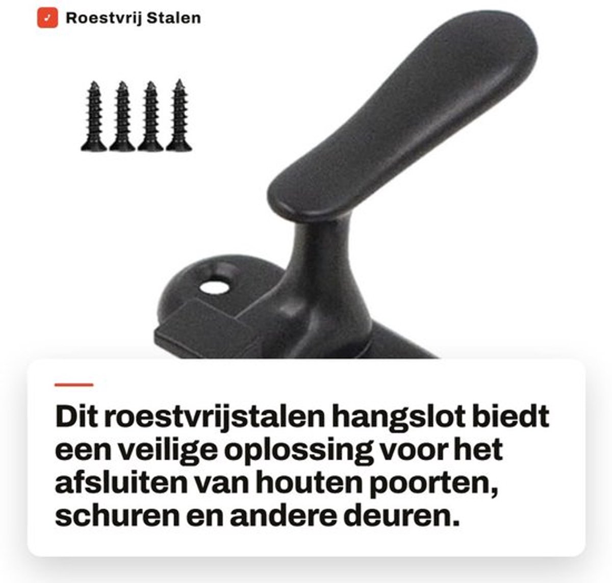 Deurslot Veiligheid - Schuifbout - Hasp - Klink - Roestvrij Staal - Mat Zwart - Inclusief Schroeven - Sluiting