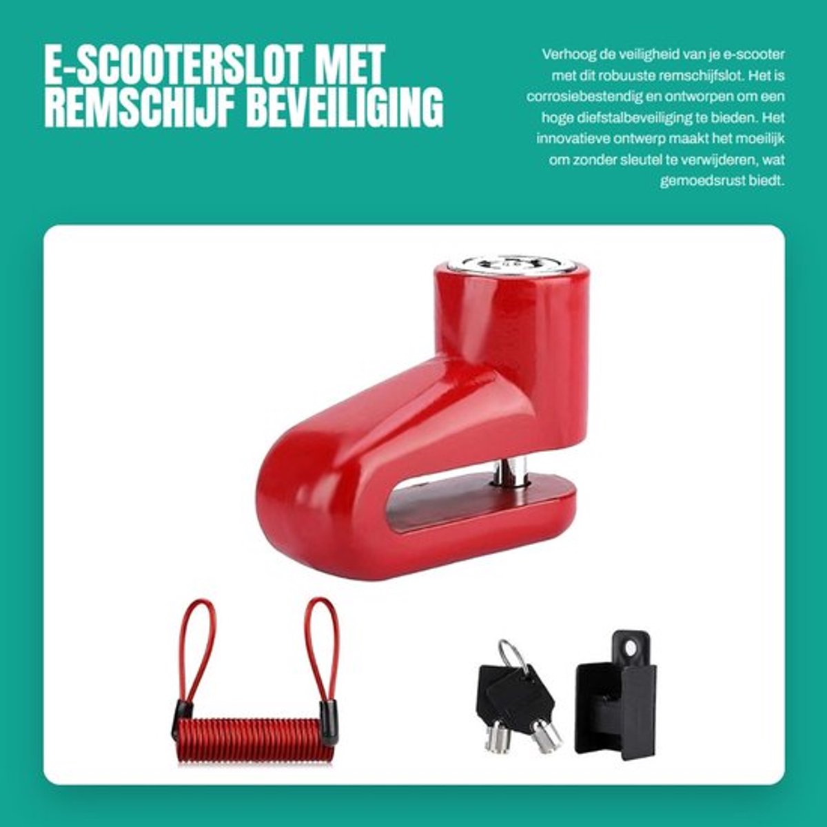 E-scooterslot - Schijfremslot met alarm - Remschijfslot - Diefstalbeveiliging - Corrosiebestendig - Slijtvast