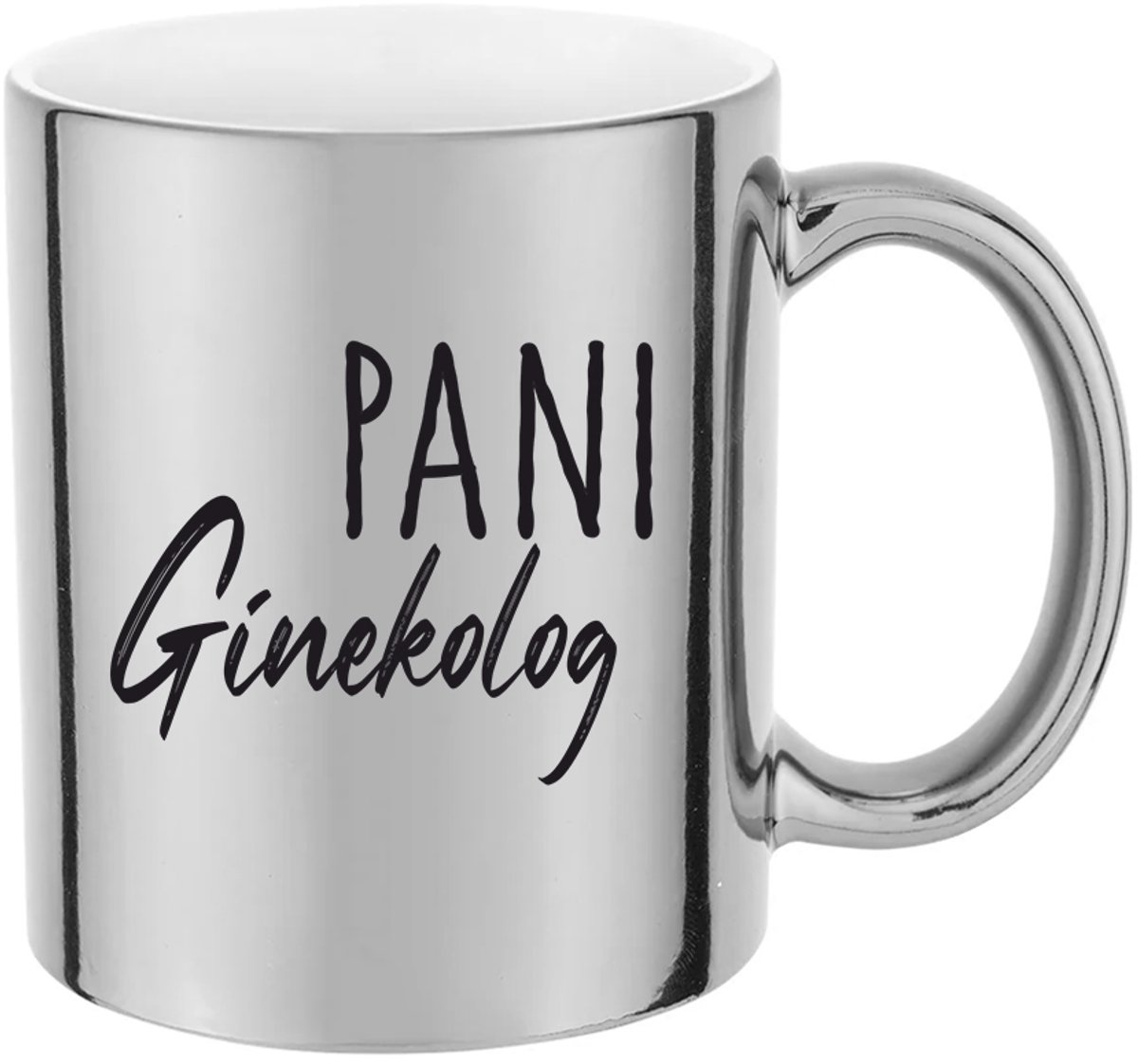 Zilverkleurige glanzende mok 330 ml - uniek cadeau