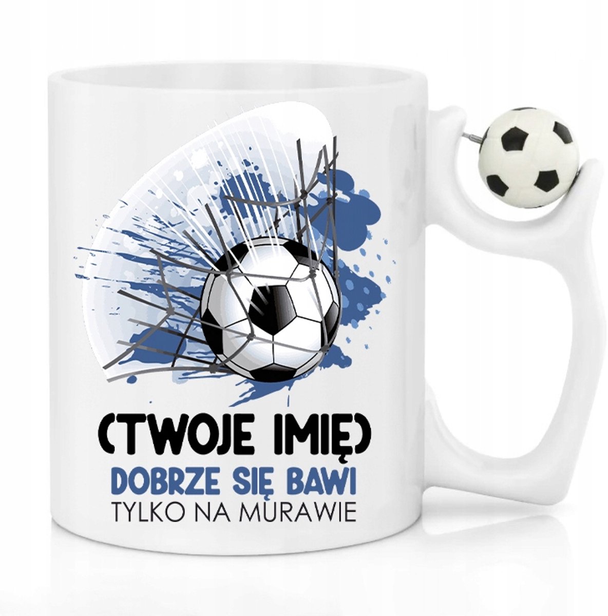 Merkloze Mok 330ml met Voetbal in Handvat - Cadeau voor Voetballiefhebber