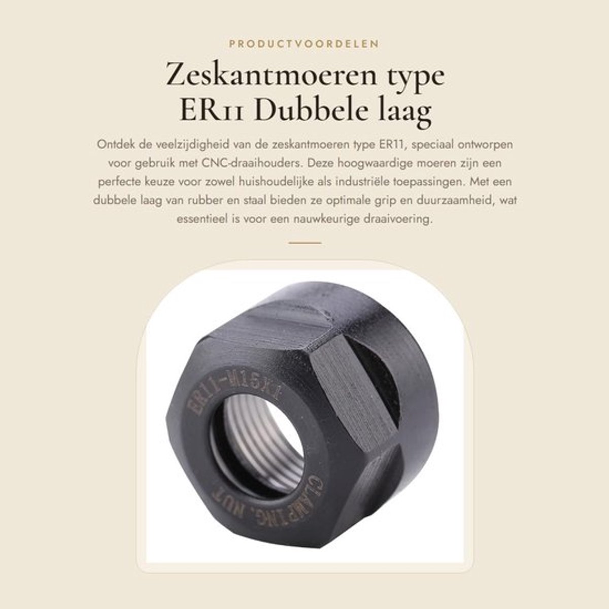 Zeskantmoeren Dubbele Laag Rubber/Staal - CNC-Draaihouder - Draaivoering - Hoogwaardig - Duurzaam - Professionele Kwaliteit - Spanmoer