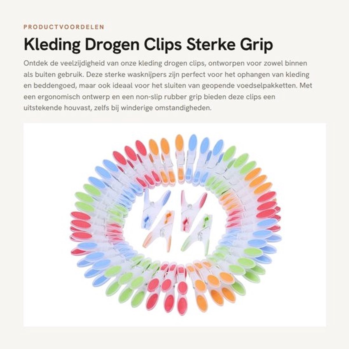 Kledingpinnen 72 Stuks - Sterke Grip - Extra Groot - Antislip - Voor Binnen/Buiten - Afmetingen 8 x 4 cm - Wasknijpers