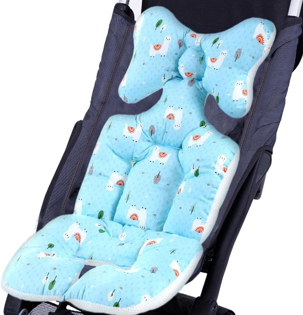 Autostoelkussen Baby - Kinderwagenmat Inzet - Veilig Reizen - Ademend Vezelweefsel - 68 x 34 cm - Blauw