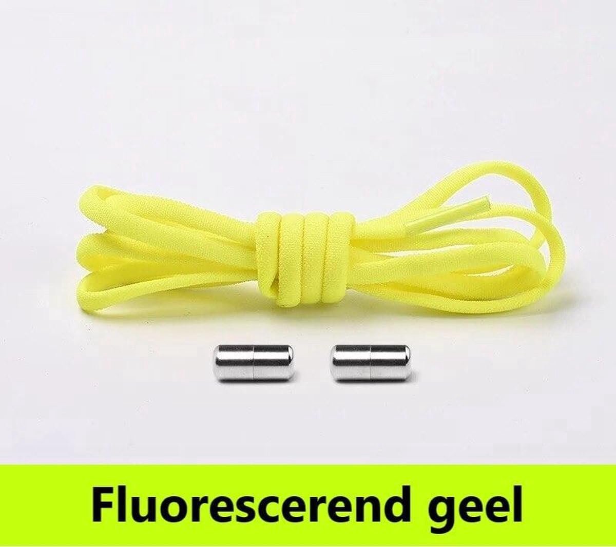 Okado Elastische Schoenveters 100 cm met Clips – Neongeel – 1 Paar