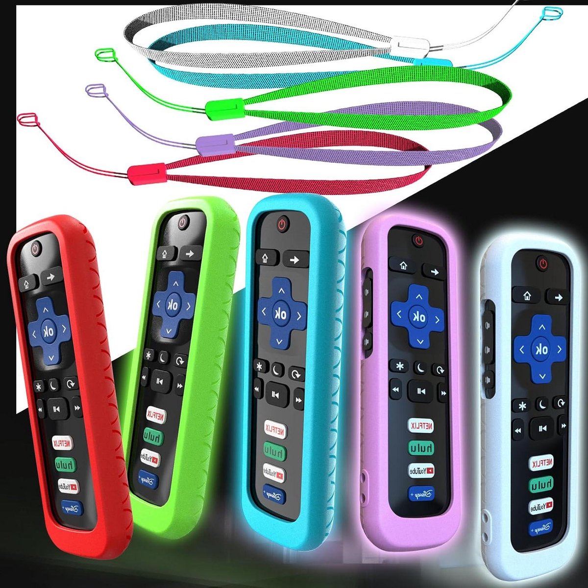 Afstandsbediening Hoesjes - Beschermhoesjes Set - Afstandsbediening Beschermen - Glow in the Dark - 5 Stuks - Multicolor