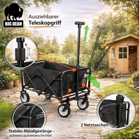 Bolderkar Opvouwbaar - Transportwagen Handkar - Spullen Vervoeren - Stabiel 80 kg Belastbaar - 75 x 47 x 87 cm van Bolderkar Opvouwbaar — afbeelding 3