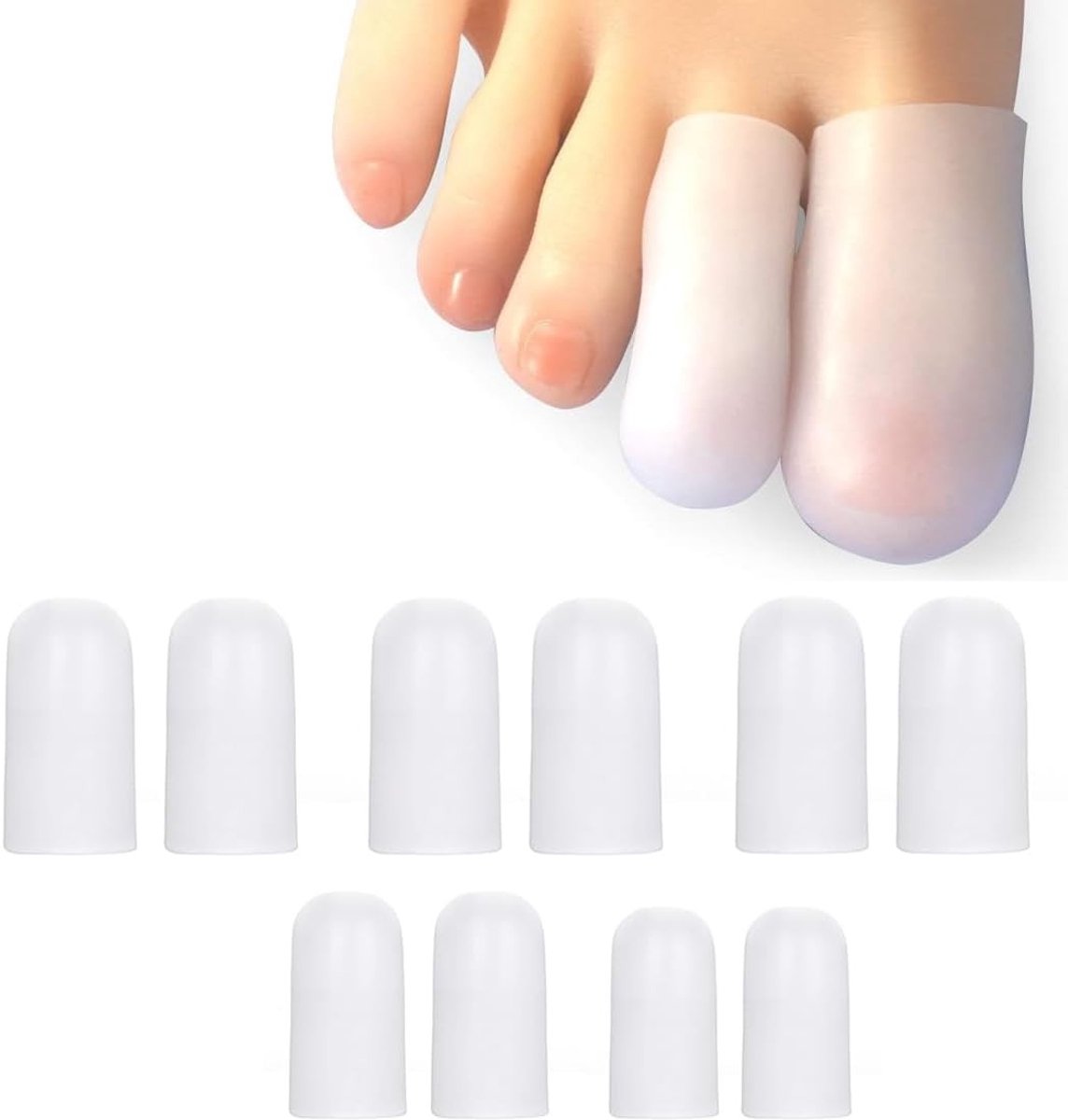 Siliconen Teenbeschermers voor Ingegroeide Teennagels, Blaren, Eelt en Likdoorns - Set van 10 Stuks voor Mannen en Vrouwen