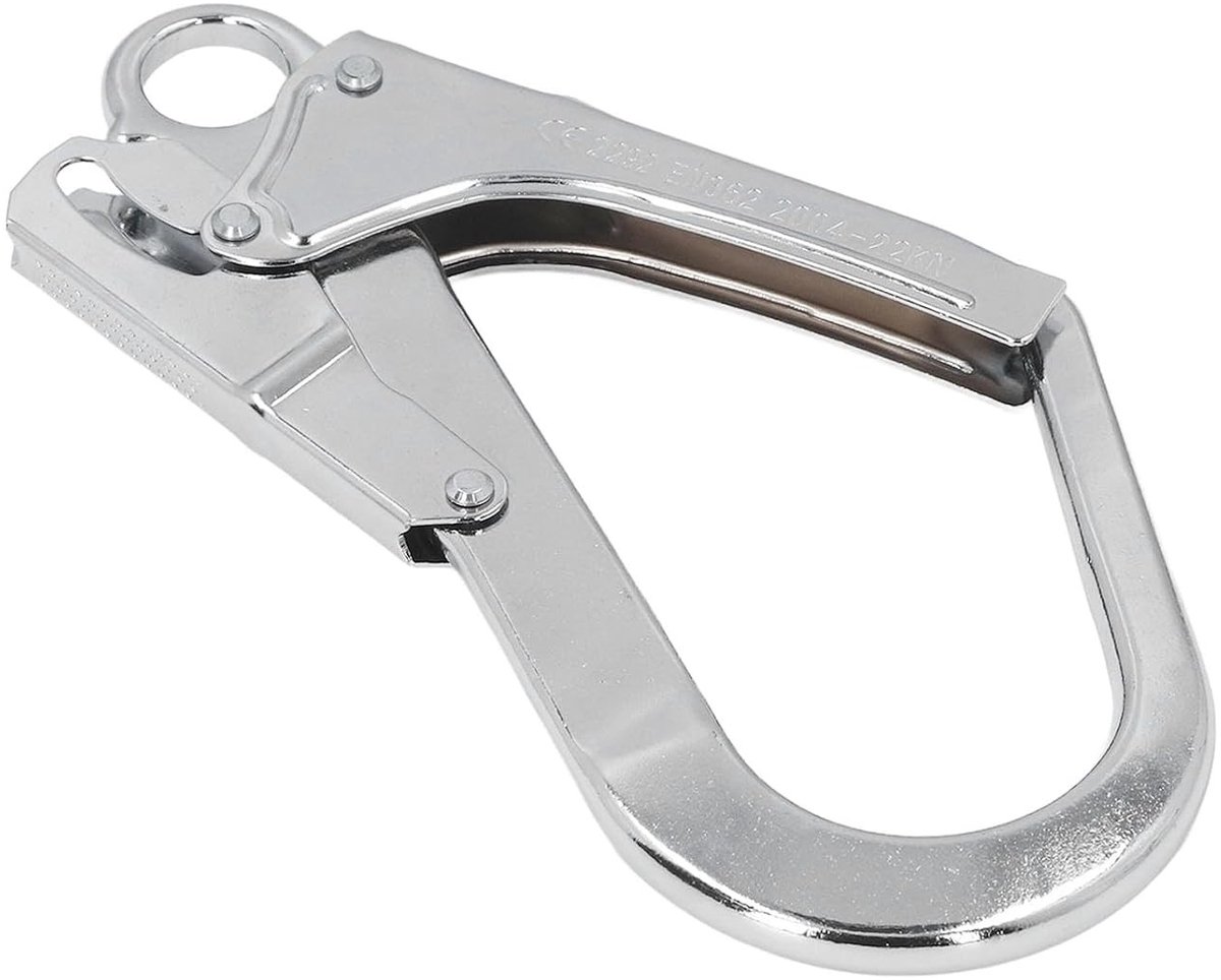 Hoogwaardige Carabiner met Dubbele Vergrendeling, 22KN Laadcapaciteit voor Valbeveiliging, Ideaal voor Bouw en Industrie