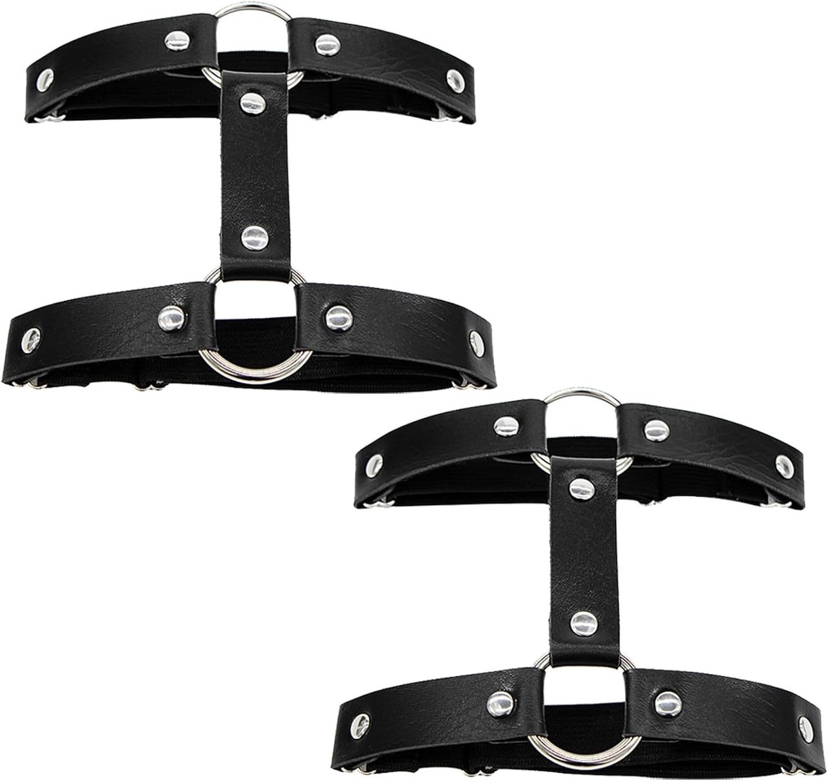 2 Stuks Leren Beenbanden Zwart - Verstelbare Garter voor Cosplay, Feest en Accessoires voor Kostuums