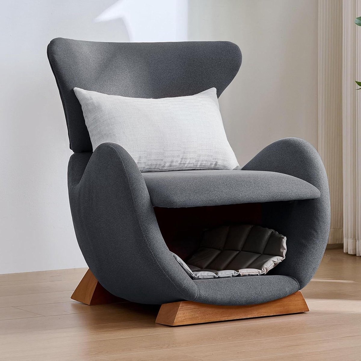 Loungestoel Walvishaai - Dierenbank Stoel - Ontspannen Zitten - Geïntegreerde Huisdierhol - 66 x 69 x 76 cm - Grijs