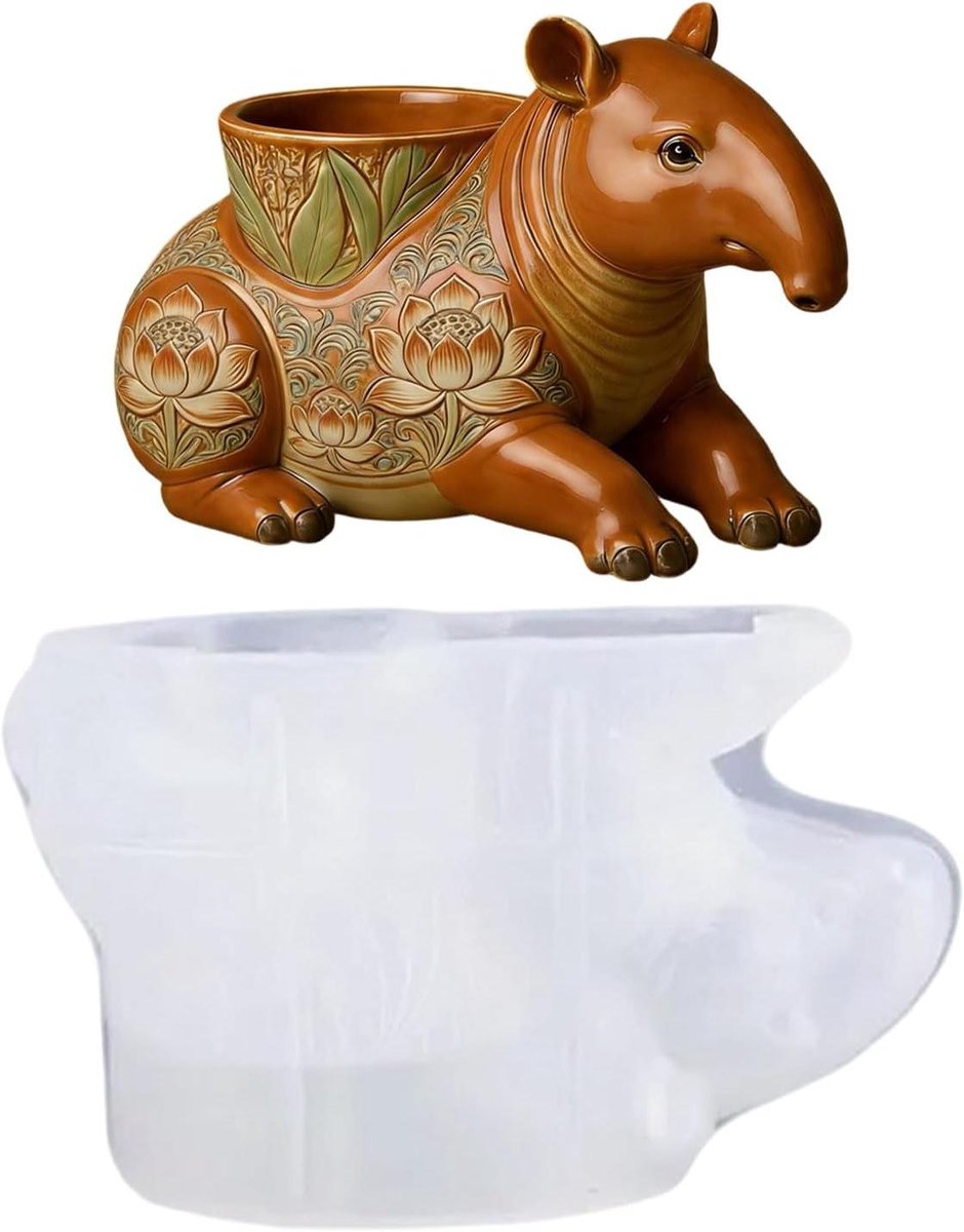 Siliconen Gietmallen - Hars Mallen - DIY Decoratie Maken - Tapir Vorm - 14 cm - Grijs
