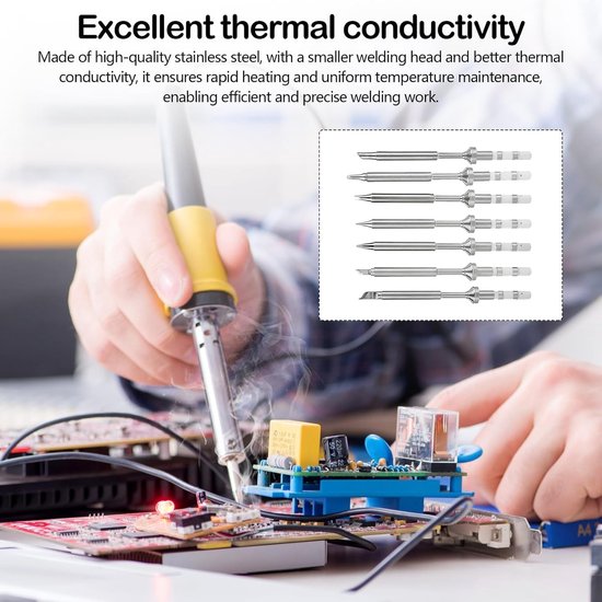 Set van 7 RVS Loodgieterspunten voor Soldeermachine Accessoires - Inclusief TS-KU, TS-B2, TS-D24, TS-BC2, TS-C4, TS-K, TS-I - Perfect voor Precisiewerk en Hobbyprojecten — afbeelding 3