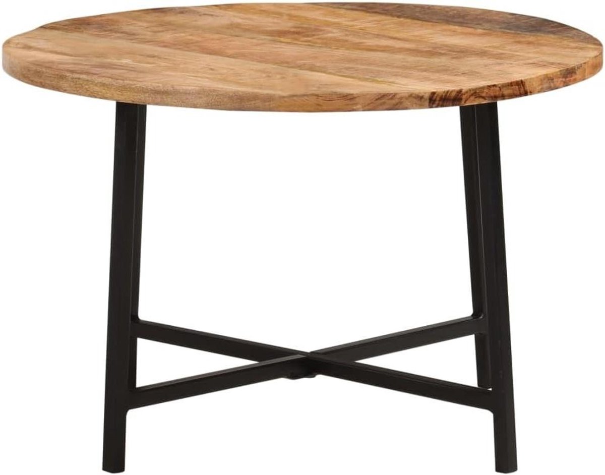Salontafel Massief Hout - Koffie Tafel - Woonkamer Decoratie - Natuurlijke Houtnerf - 54x54x35 cm - Bruin