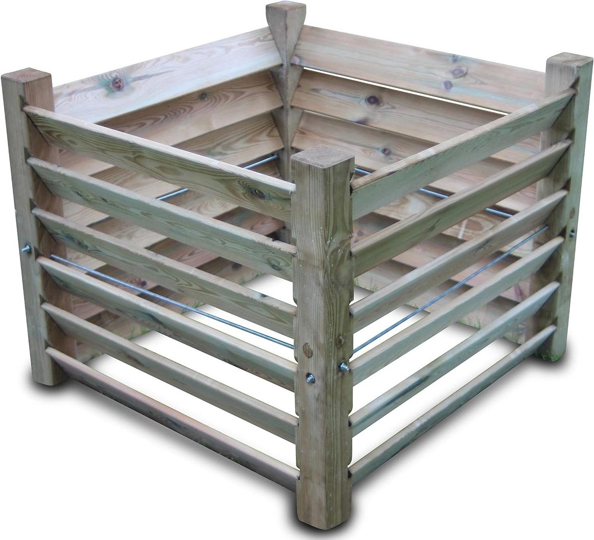 Compostbak Hout - Compostvat Tuinafval - Compost Maken - Drukgeïmpregneerd Hout - 100x100x80 cm - Houtkleur