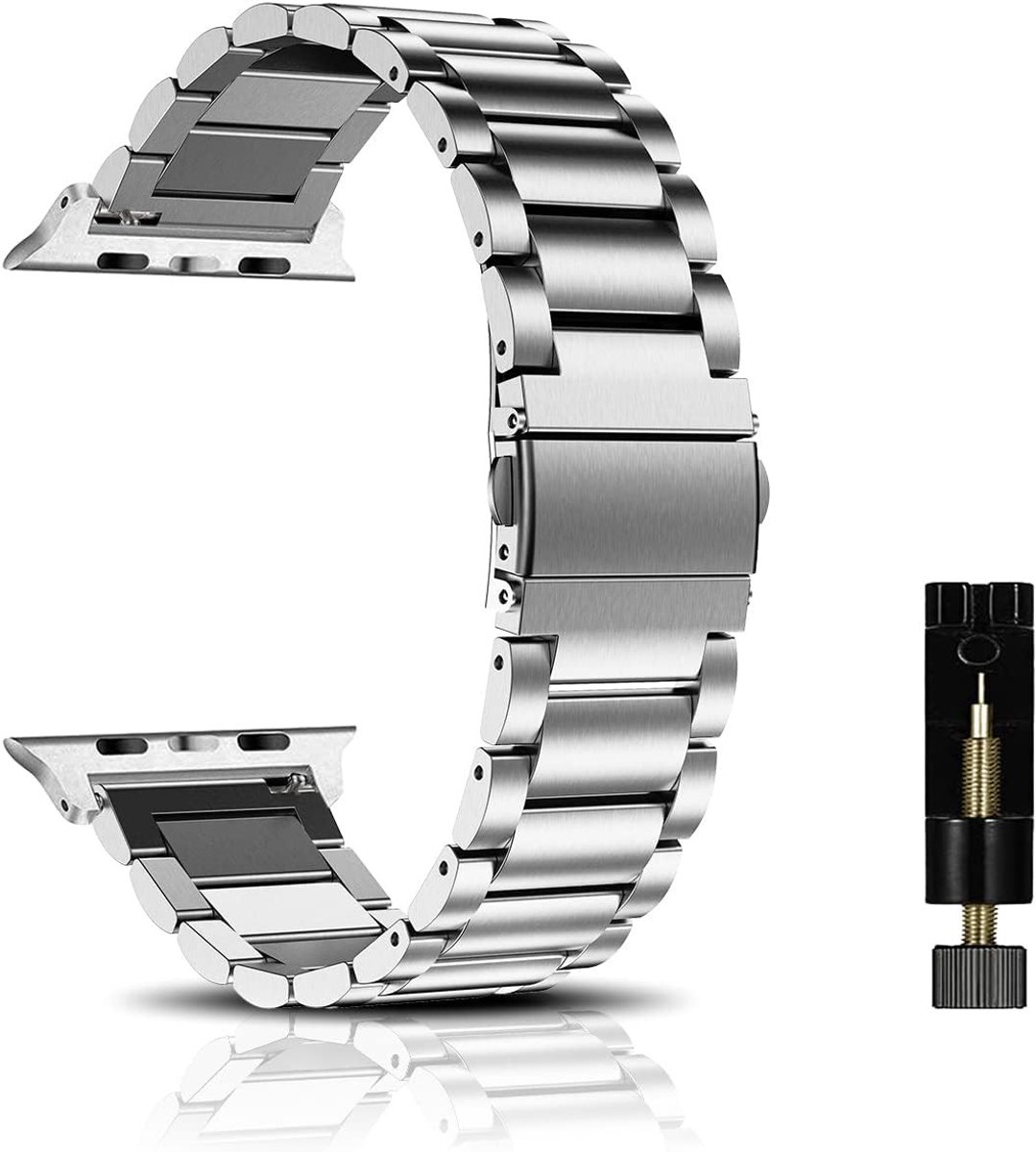 Metaal Horlogeband Geschikt voor Apple Watch 38 mm/40 mm/41 mm en 42 mm/44 mm/45 mm/49 mm, Unisex, RVS, Duurzaam en Stijlvol Design