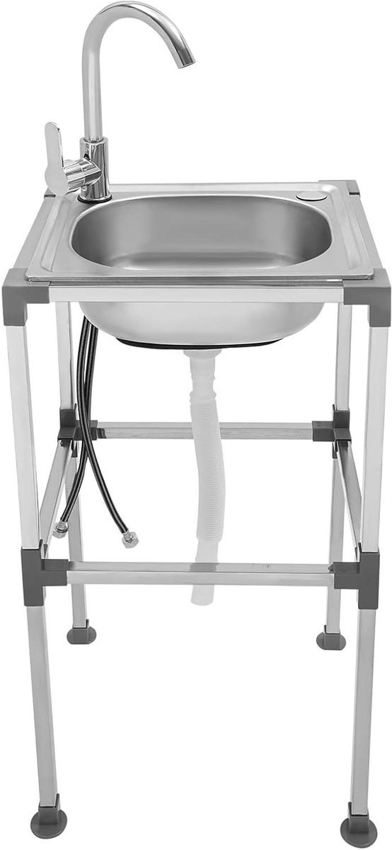 Mobiele Spoelbak - Werktafel Spoelbak - Buiten Koken - Met Kraan - 38x33x75 cm - Zilver