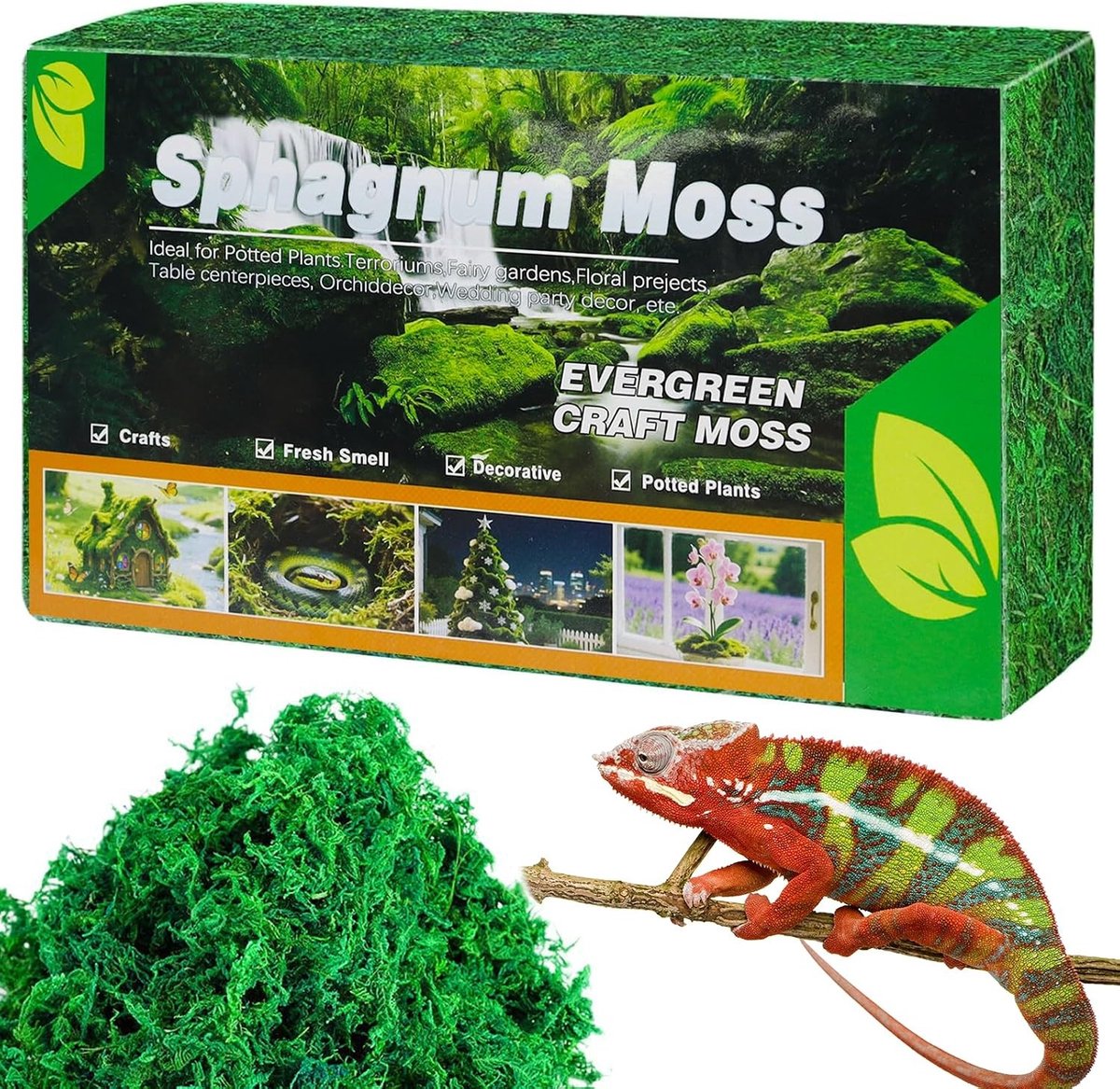 Sphagnum Mos voor Planten en Orchideeën, Premium Natuurlijke Bodem voor Terrariums en Reptielen