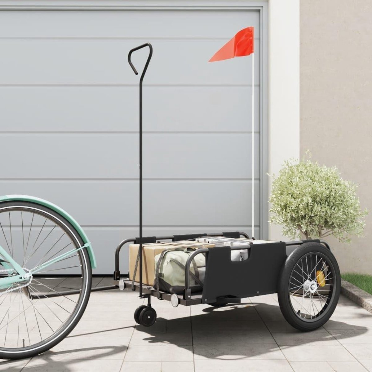 Fietsaanhanger - Vrachttrailer - Goederen Vervoeren - Robuust IJzeren Frame - 135 x 68 x 37 cm - Zwart