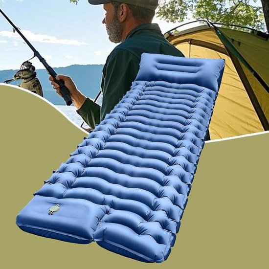 Campingmatras - Luchtbed - Buiten slapen - Ingebouwde voetpomp - 200x70x10cm - Paarsblauw — afbeelding 4