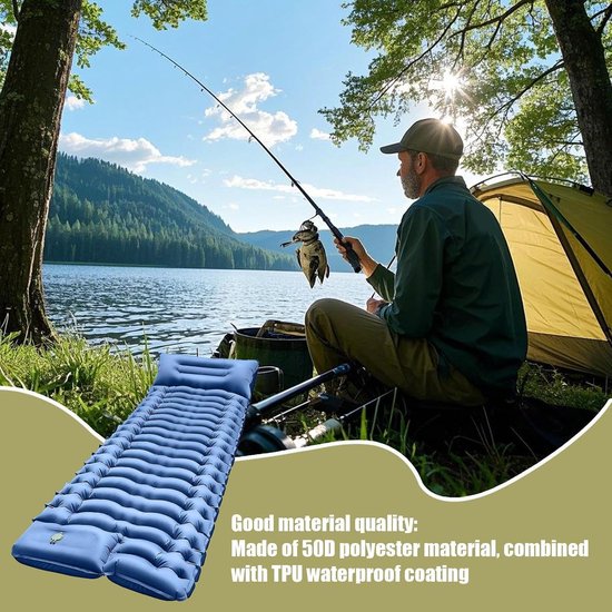 Campingmatras - Luchtbed - Buiten slapen - Ingebouwde voetpomp - 200x70x10cm - Paarsblauw — afbeelding 5