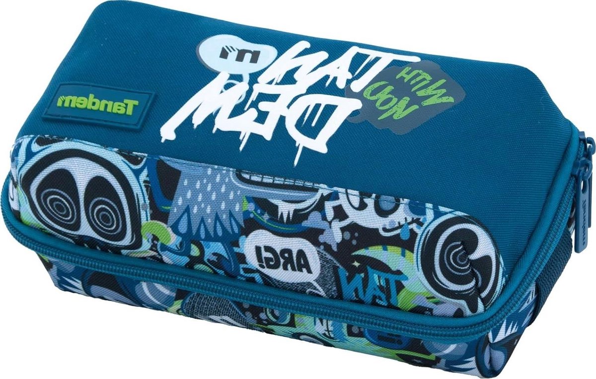 Pennenetui - Etui met vakken - Schoolbenodigdheden organiseren - Vier aparte houders - 11 x 21.5 x 10 cm - Blauw