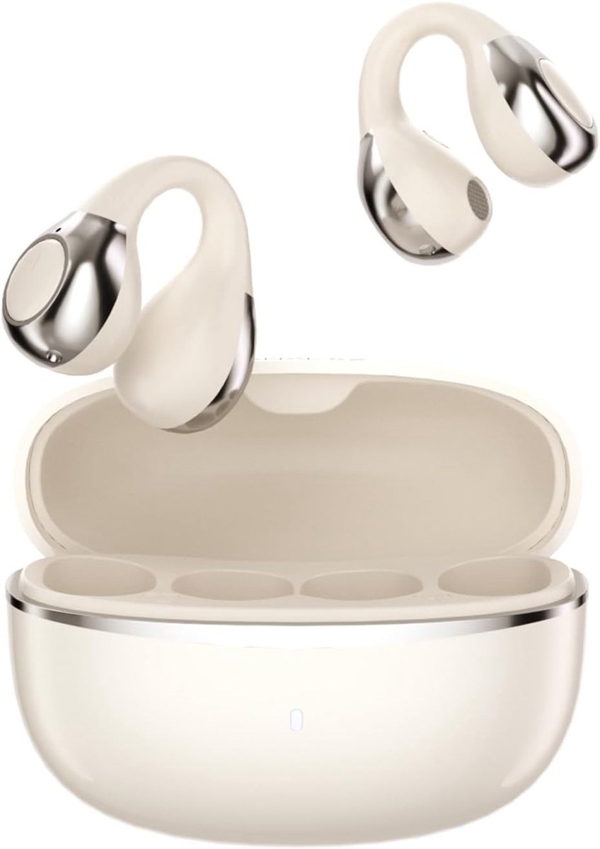 Bone conduction headphone - Wit - Draadloos clip-on ontwerp - 36 uur batterijduur - Waterbestendig voor sport en werk
