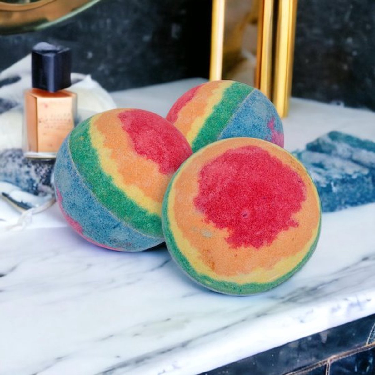 Badfizzer Luxe Spa-ervaring - Set van 3 - Bruisende Regenboog - Lavendelgeur - Elke ca. 180 g - Ø 7 cm - Badbal