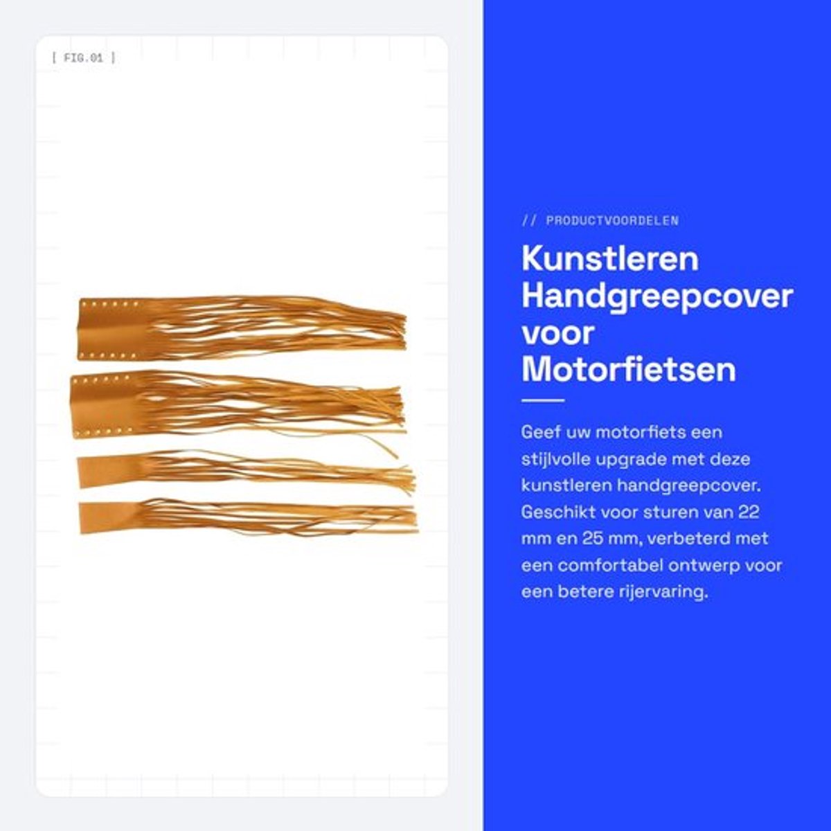 Handgreepcover Universele Pasvorm 22 mm/25 mm - Kunstleer - Stijlvolle Decoratie - Comfortabele Rijervaring - Eenvoudige Installatie - Verbeterde Uiterlijk - Handvatbescherming