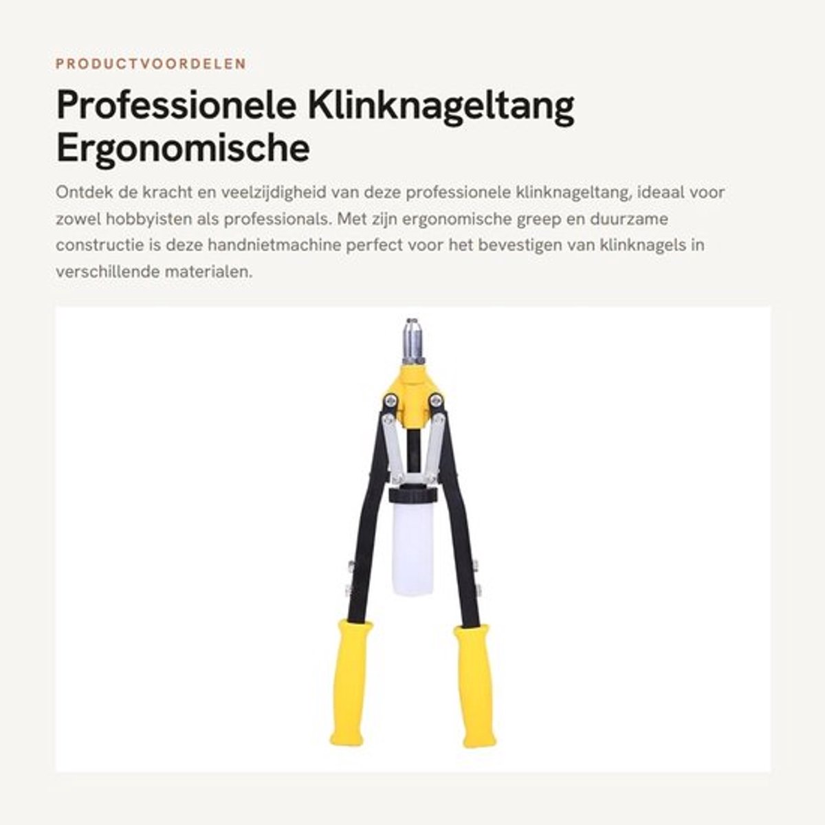 Professionele Klinknageltang - Ergonomische Greep - Duurzaam en Sterk - Handnietmachine - Inclusief 5 Mondstukken - Voor Diverse Klinknagels