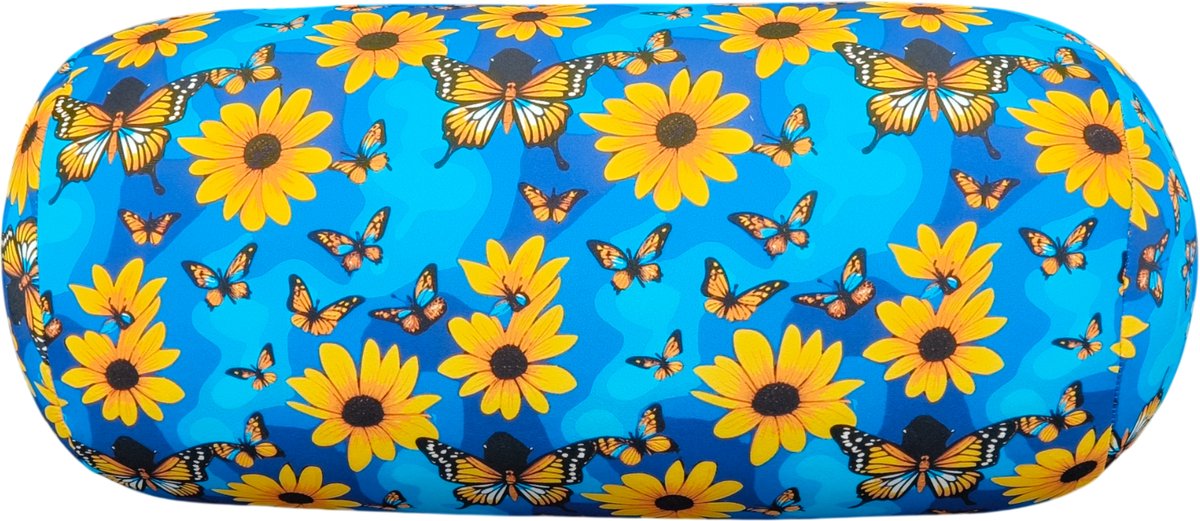 My Daily Pillow Rolkussen - Sierkussen Rond Cilinder 17 x 30 cm - positive flower-design - Stevig en zacht - Mooie print - Gevuld met microgranulaat - Vormvast & Wasbaar - Ideaal voor op de bank, bed, auto of op reis - Inclusief Wasnet