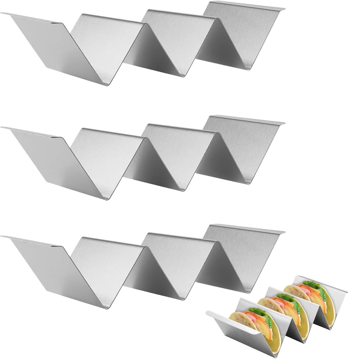 Tacohouder - Roestvrij Staal - 22,6 x 10 x 1 cm - Metalen Taco-standaard voor Thuis en Feestjes