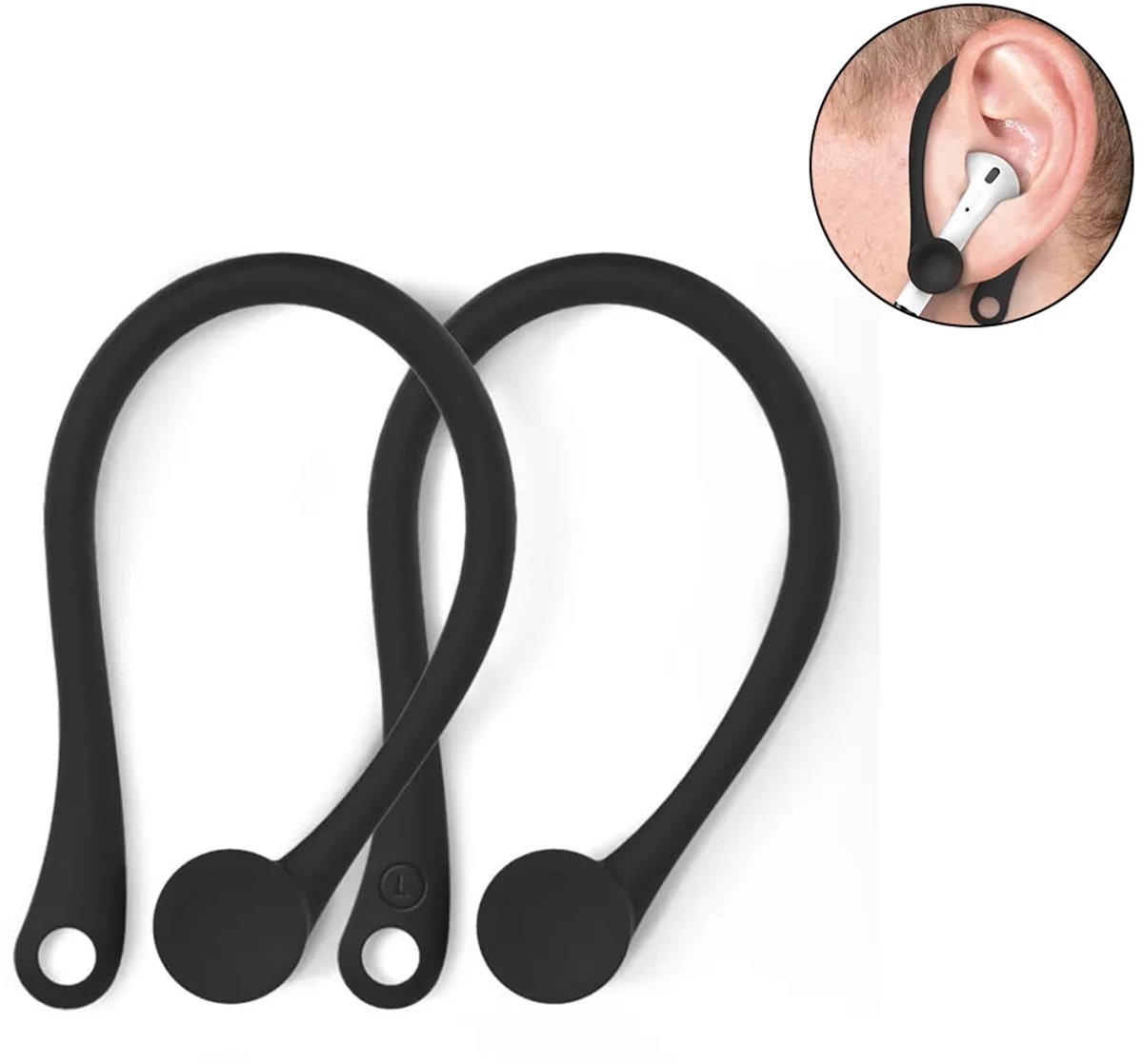 Een paar oorhaakjes compatibel Geschikt voor Apple AirPods 1, 2, 3 en Pro, Geschikt voor hardlopen, joggen, fietsen, fitness en andere sporten. Zwart.