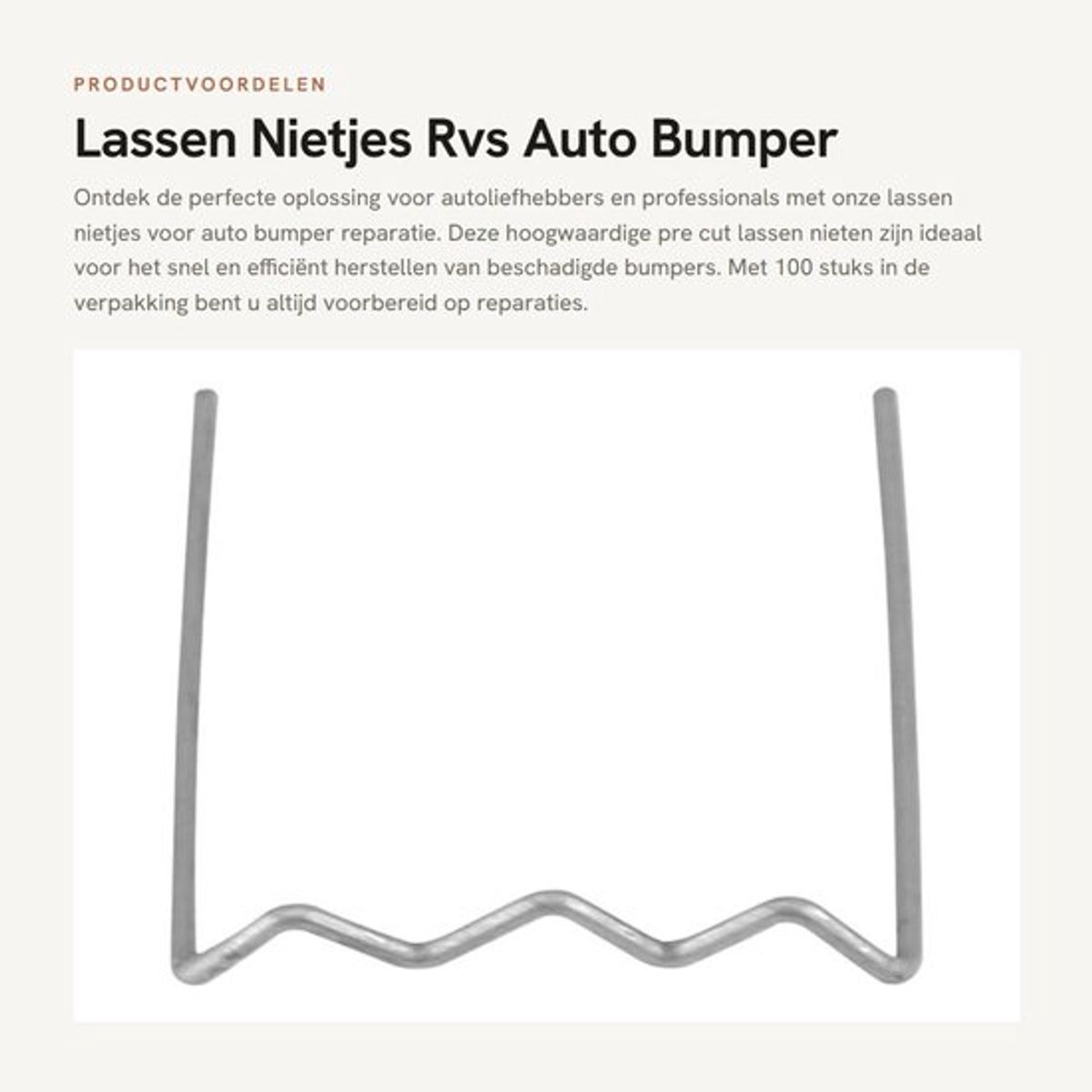 Lassen Nietjes 100 stks - 0.6mm Roestvrij Staal - Auto Bumper Reparatie - Pre Cut Nieten - Golf Stijl - Kwaliteit Tool Kit - Reparatienietjes