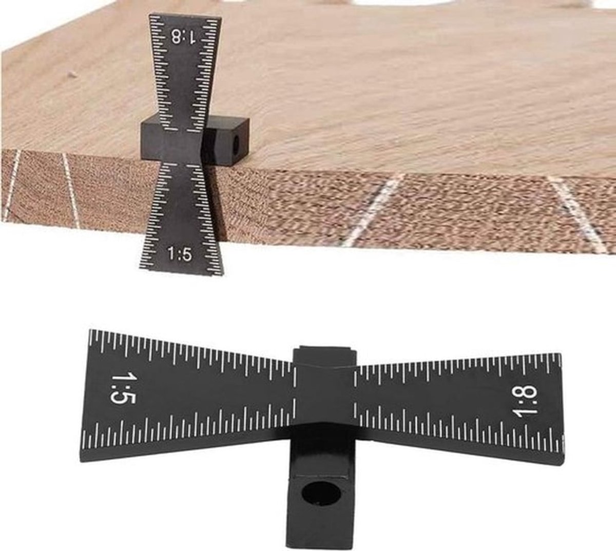 Zwaluwstaartmarkering - Meetinstrument voor Houtverbindingen - Zwaluwstaartgeleider - Schaal 1:5/1:8 - Houtbewerkingsprojecten - Hoge Kwaliteit - Houtbewerkingsgereedschap