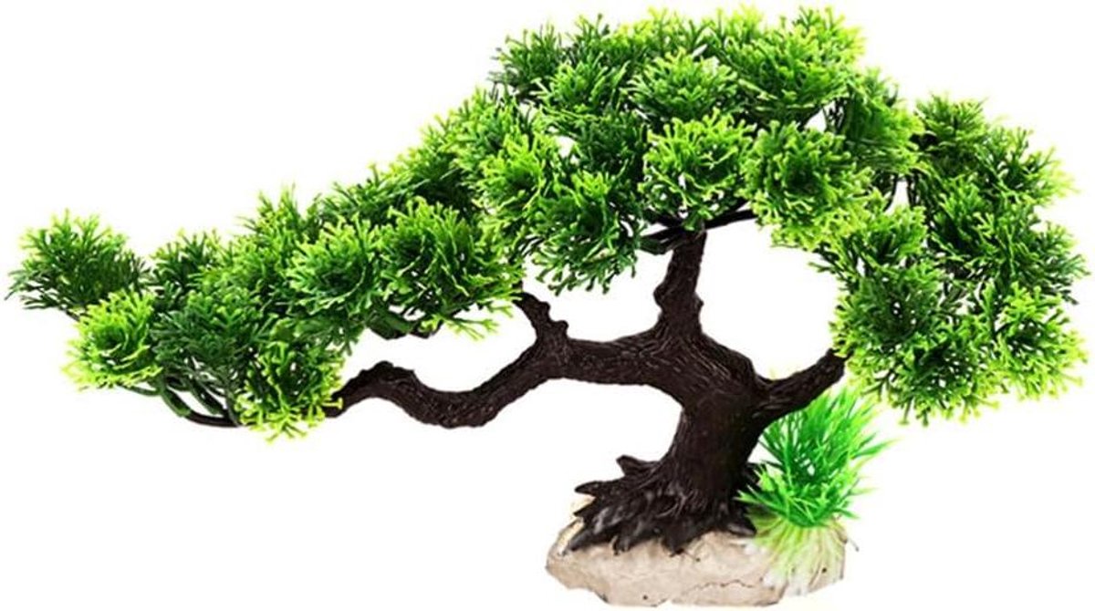 Aquarium Planten - Nep Bonsai - Aquarium Decoratie - Levendige Kleuren - 30x18cm - Groen Bruin