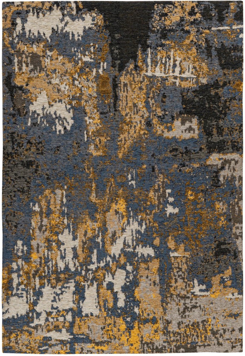 Padiro laagpolig vloerkleed 120 x 180 cm - meerkleurig / blauw - modern abstract design - geschikt voor vloerverwarming - van modacryl en katoen en polyester