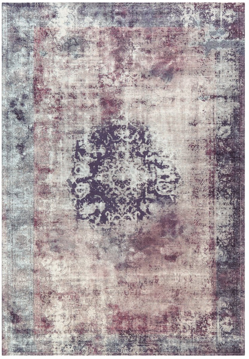 Padiro laagpolig vloerkleed 160 x 230 cm - antraciet - vintage patroon - geschikt voor vloerverwarming - van modacryl