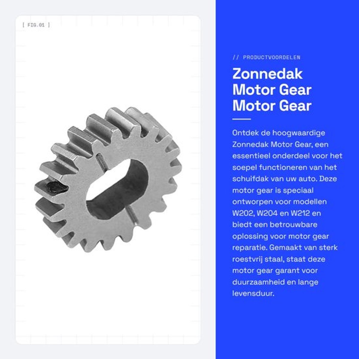 Motor Gear 19 Tanden - Roestvrij Staal - Duurzaam - Antiroest - Anticorrosief - Geschikt voor W202/W204/W212 - Schuifdak Onderdeel