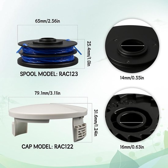 Trimmer Spoel Draad 1.6mm 8.3m Vervangingslijn voor Diverse Trimmers, Geschikt voor Tuinonderhoud en Precisiewerk — afbeelding 5
