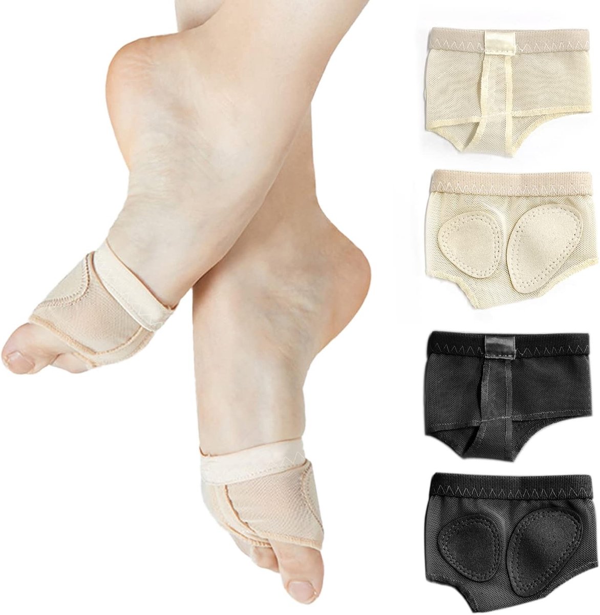 Dansvoetjes - Zwart - Set van 2 Ballet Voetstrings met Anti-Slip en Ademend Materiaal - Voor Bescherming en Ondersteuning bij Ballet en Gym