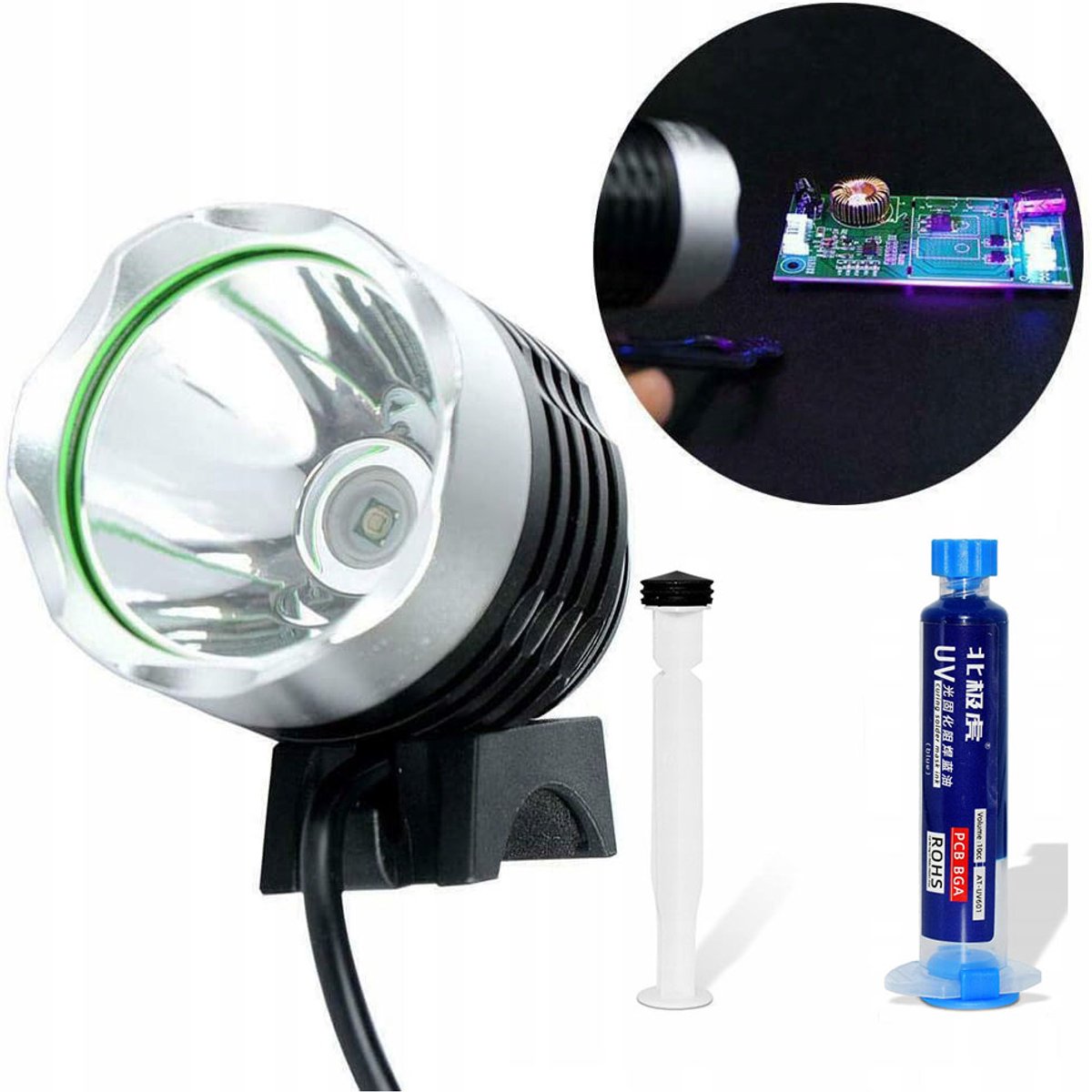 Rosfix Soldermasker Set Applicatiespuit - Blauw 10 ml Inclusief UV Lamp - USB 5V 365nm 5W