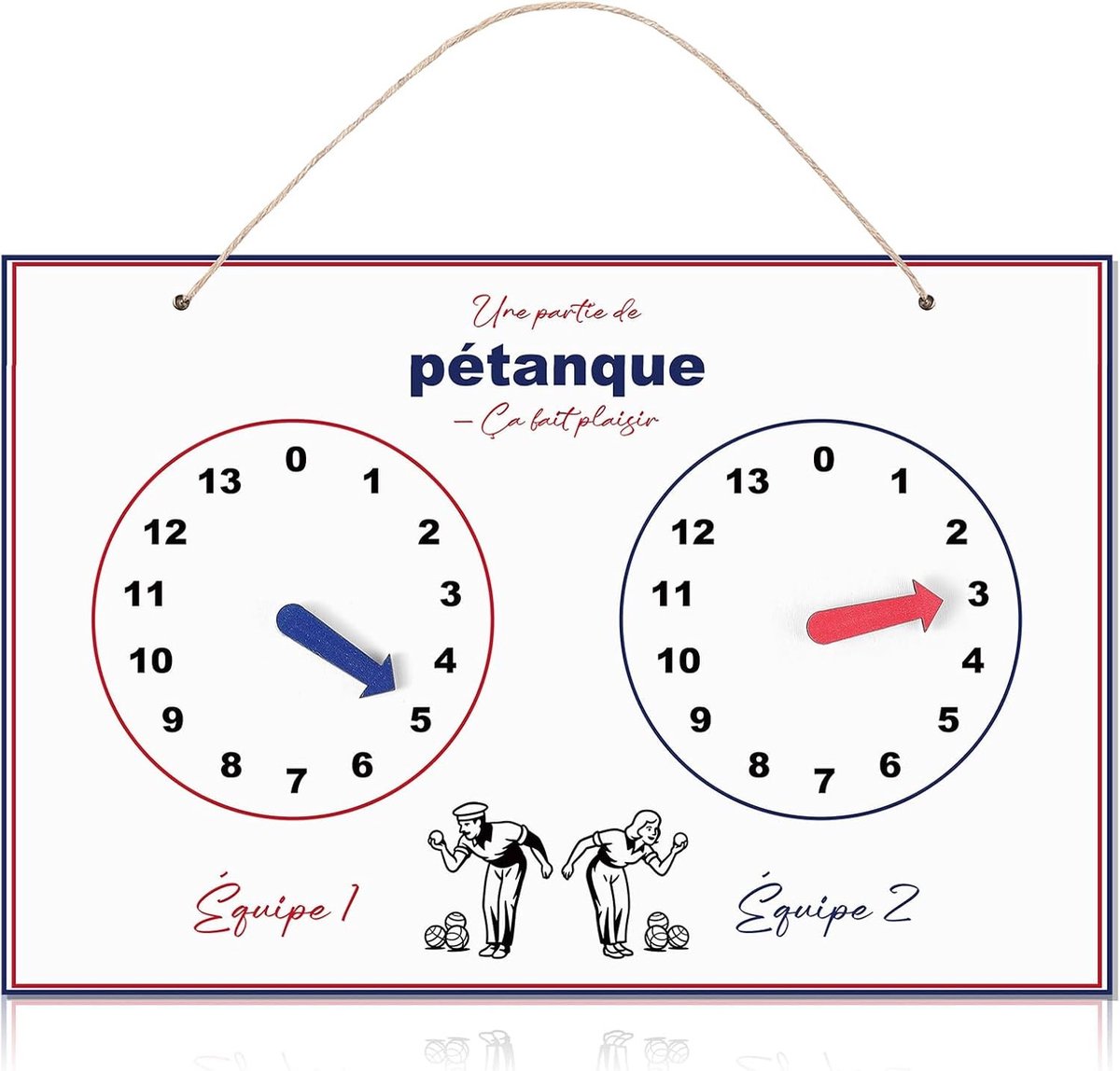 Houten Petanque Score Teller 30 x 20 cm voor 2 Teams, Decoratieve Accessoire voor Binnen en Buiten, Makkelijk te Bevestigen en Te Gebruiken