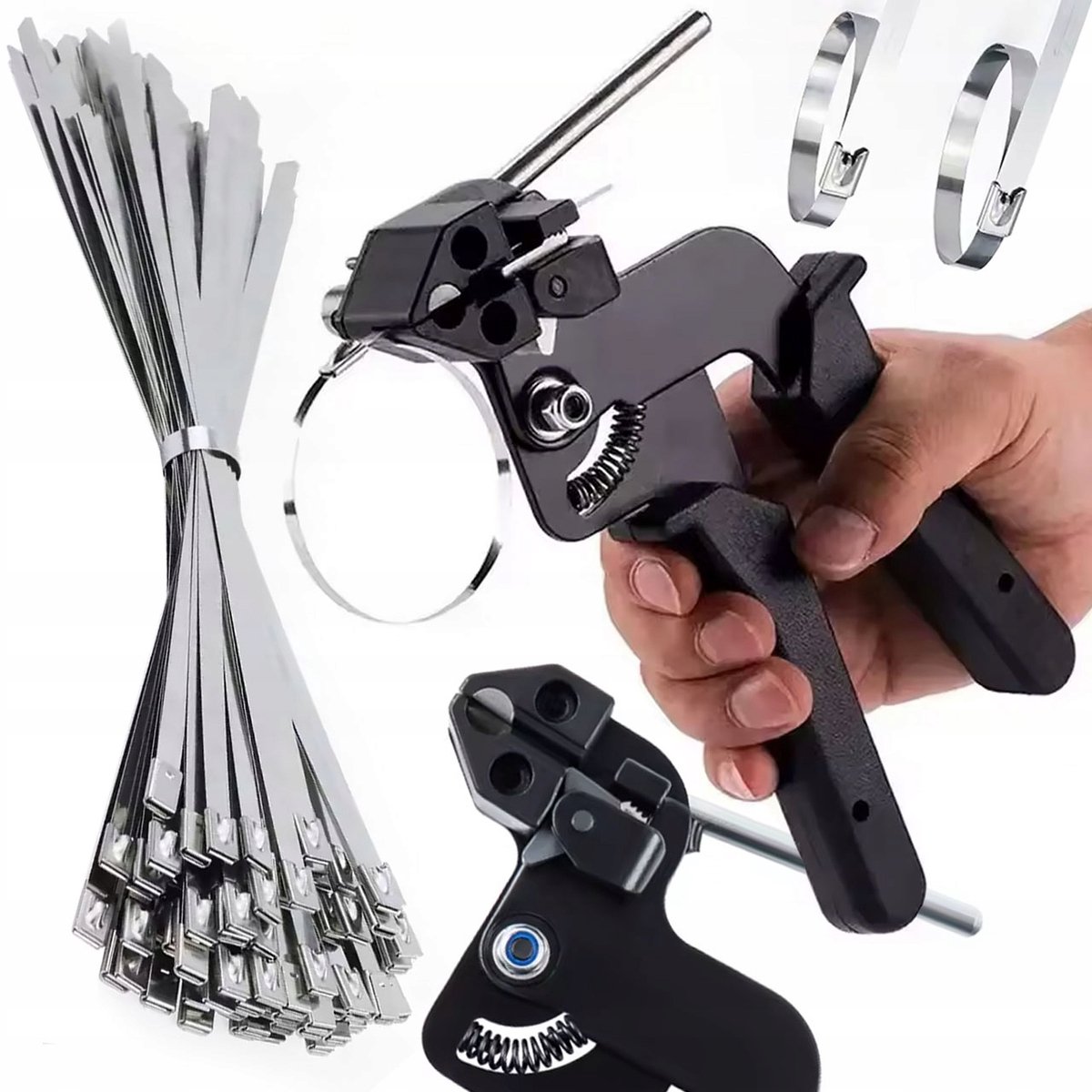 Rosfix FixTool Krimptang Set 12 mm - Met Uitsnijder - 100 Rvs Slangklemmen 4,6x200 mm