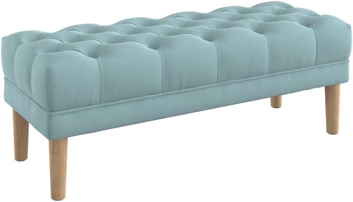 Zitbank Gestoffeerd - Voetenbankje Bankje - Zitten Ontspannen - Diep Geknoopt Blad - 120 cm Breed - Blauw