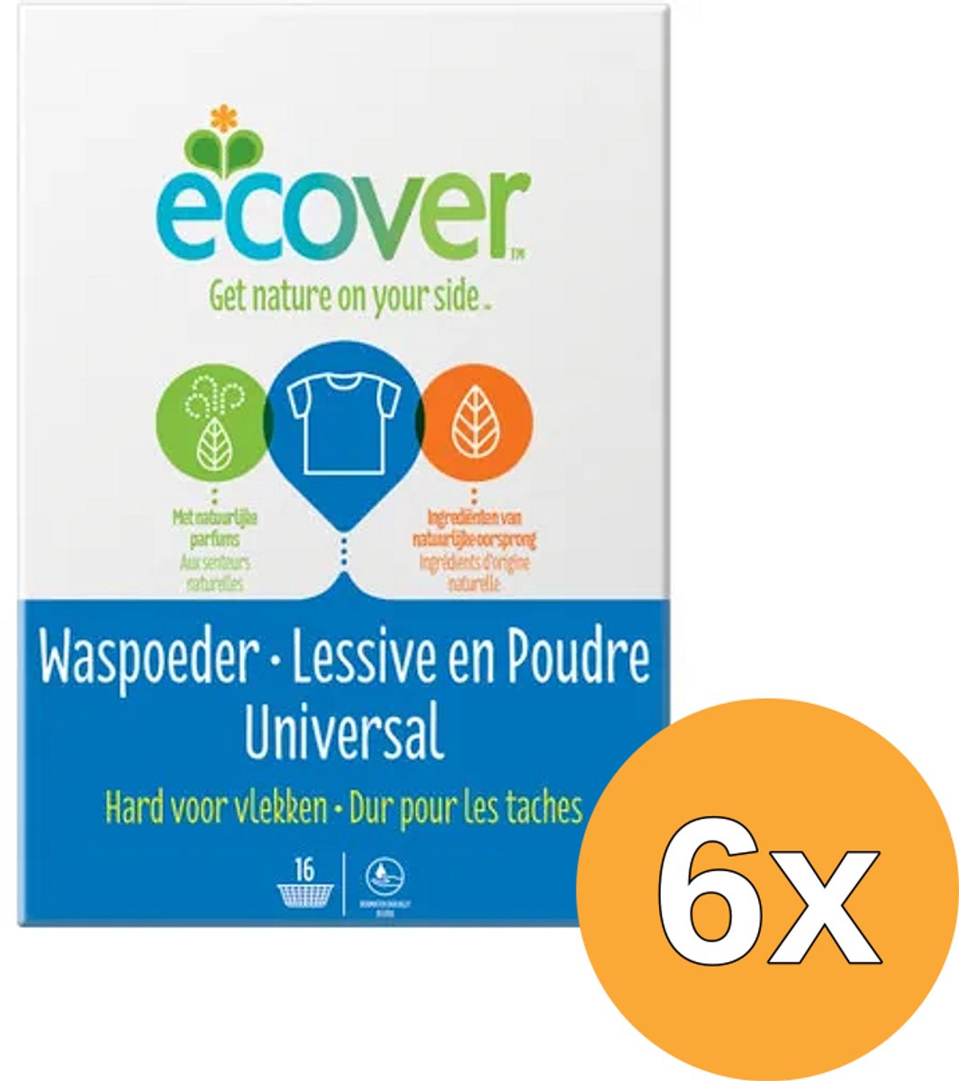 6x Ecover Waspoeder Wit/Universal (1200 gr)